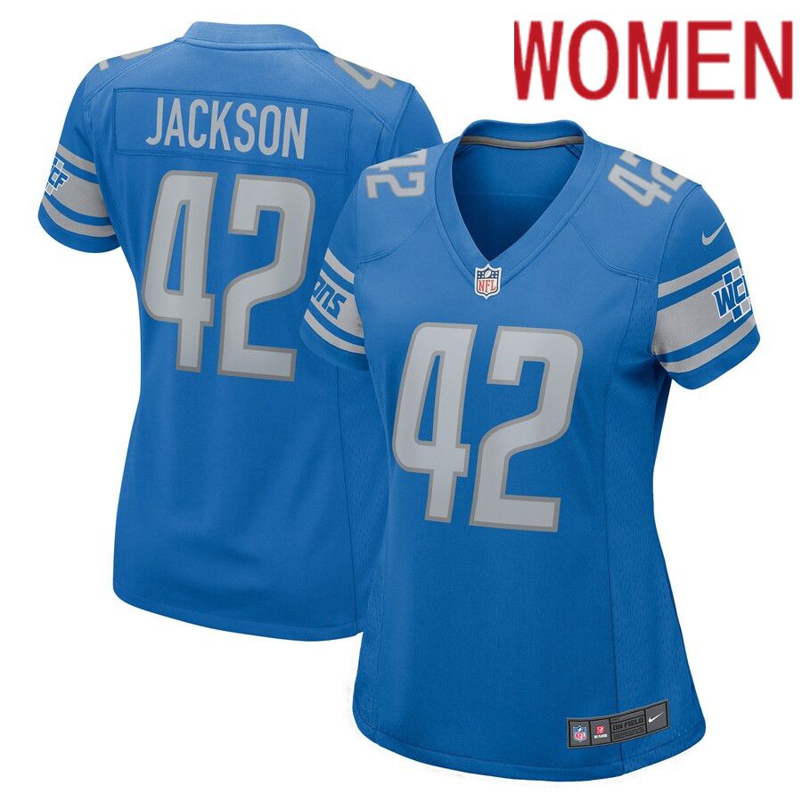 Women Detroit Lions #42 Justin Jackson Nike Blue Player Game NFL Jersey